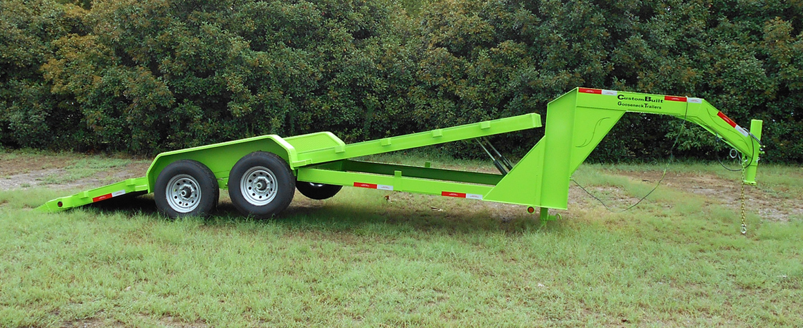 Green, 20 Foot, Hydraulic Tilt Deck Trailer built by Custom Built Gooseneck Trailers