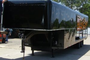 Front View of a Custom BBQ Trailer built by Custom Built Gooseneck Trailers