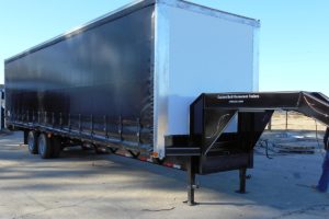 Front View of a Curtain Side Trailer built by Custom Built Gooseneck Trailers