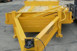 Yellow Pintle Hitch Trailer with Three Ramps built by Custom Built Gooseneck Trailers