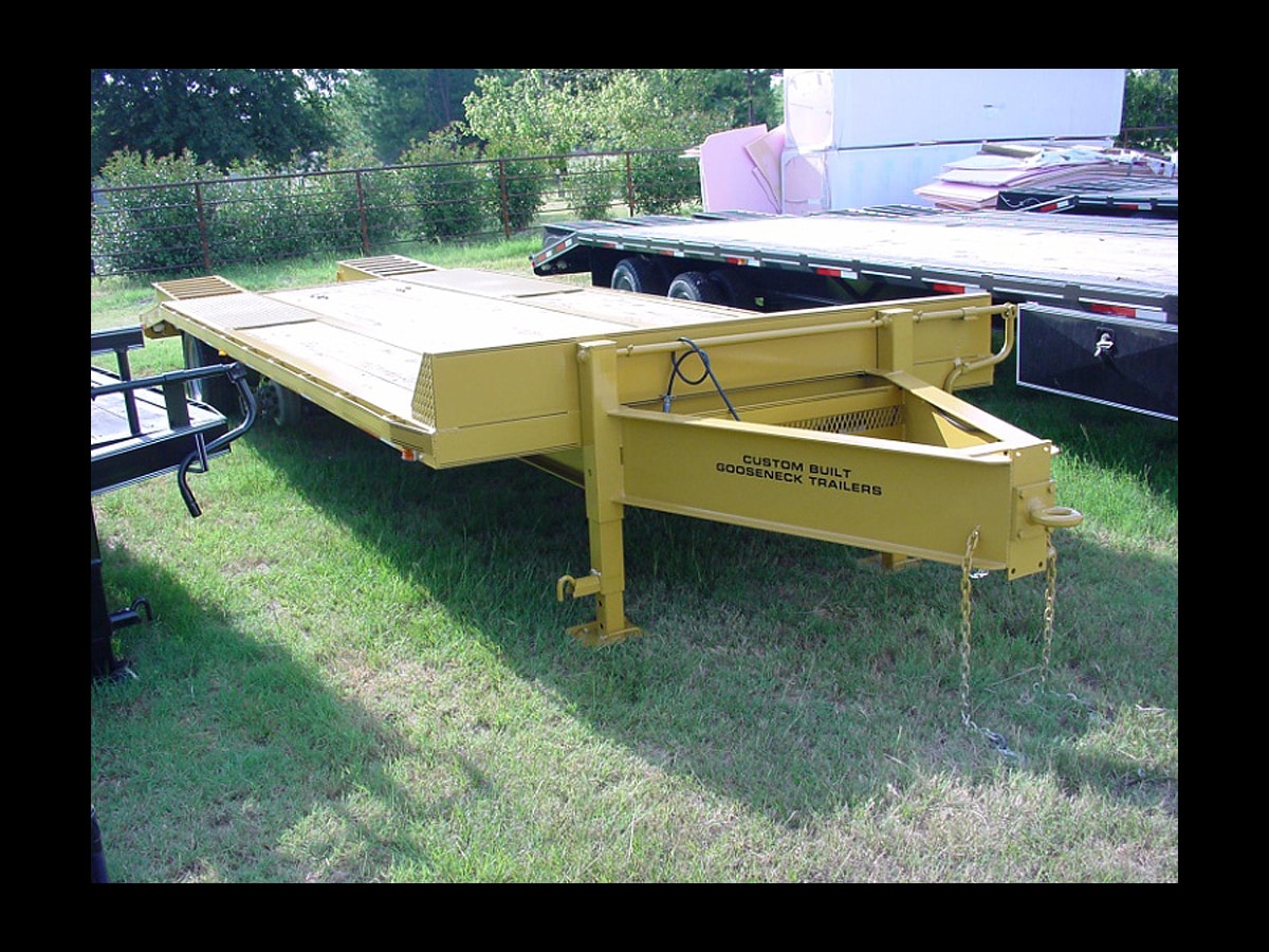 Yellow Pintle Hitch Trailer with Ramps built by Custom Built Gooseneck Trailers